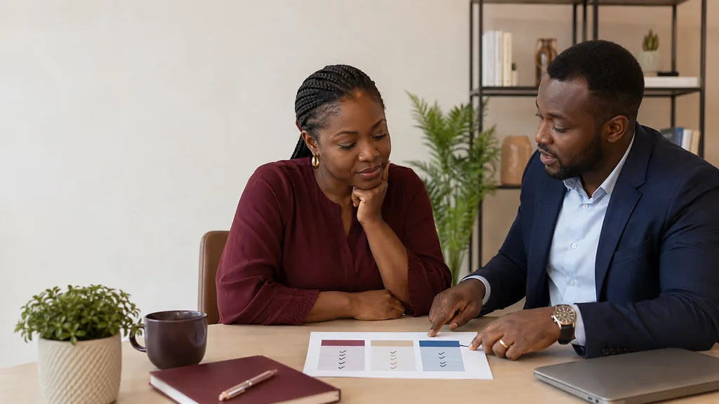 Nigerian business owner comparing SEFON social media management plans